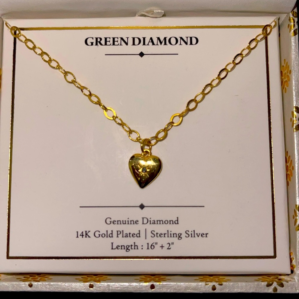 Genuine Green Diamond in 14K Gold Vermeil